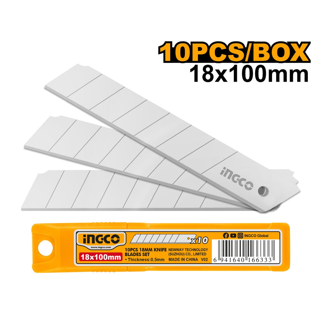 INGCO BOITE DE 10 LAMES DE CUTTER 18*100MM  