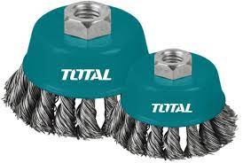 TOTAL twisted wire brush with nut 100MM