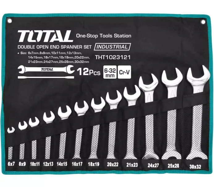 TOTAL JEU DE 12 CLES A FOURCHE DOUBLES 6-32 MM 