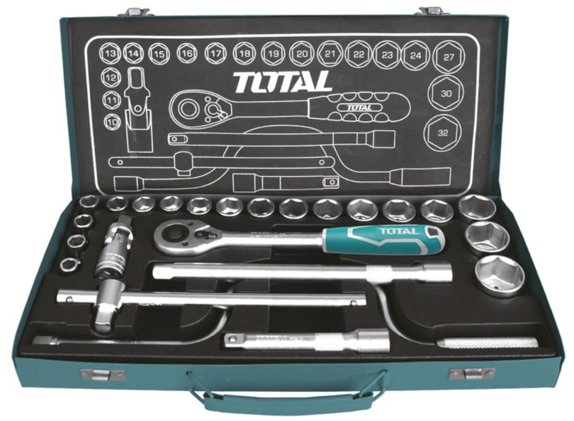 TOTAL COFFRET JEU DE 24 DOUILLES 1/2''  