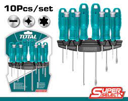 TOTAL set of 10 screwdrivers and precision screwdrivers