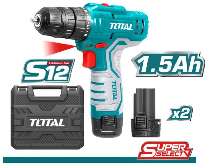 TOTAL VISSEUSE 12V AVEC 2 BATTERIES 1.5AH [TDLI12325]