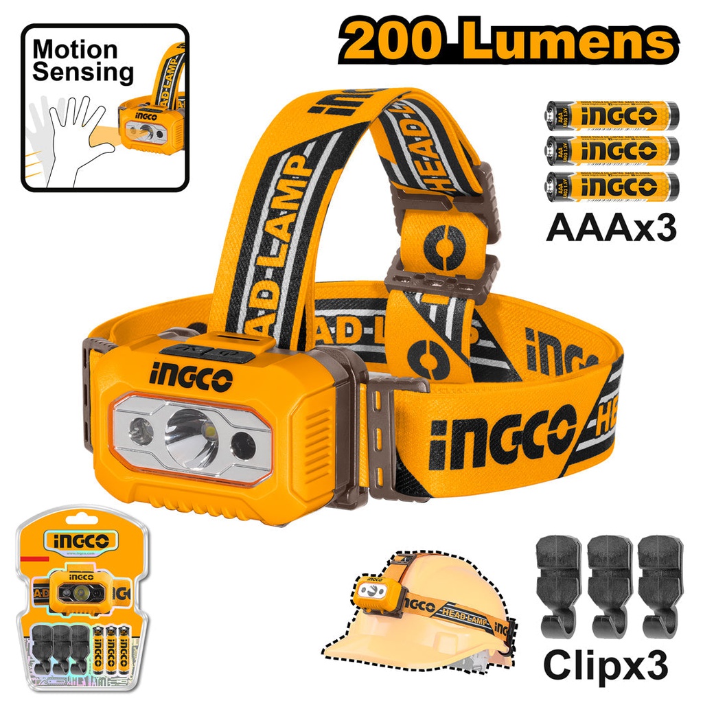 INGCO LAMPE FRONTALE À PILE  [HHL013AAA8]