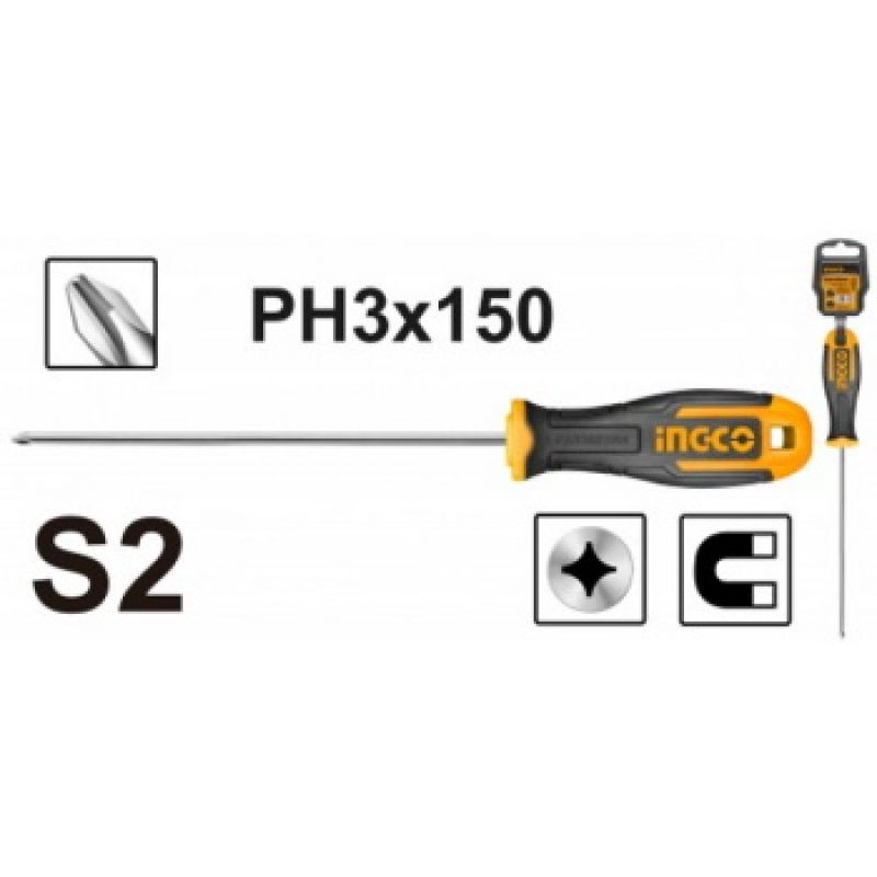 INGCO TOURNEVIS PHILLIPS  PH3 D：8.0MM LR：150 [HS68PH3150]