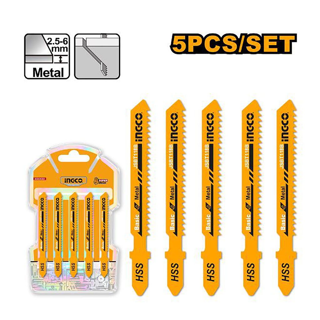 INGCO LAMES SCIE SAUTEUSE 5PCS METAL BOIS ALU 74MM [JSBT118B]