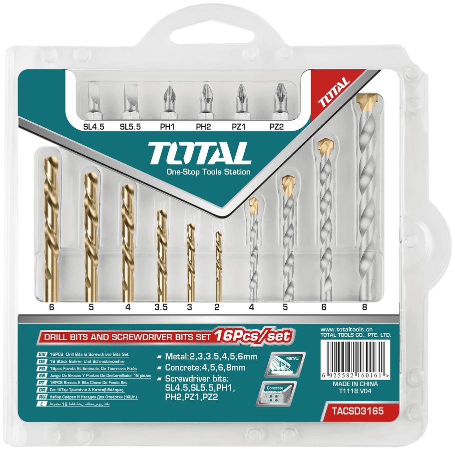 TOTAL 16-piece drill and screwdriver bit set