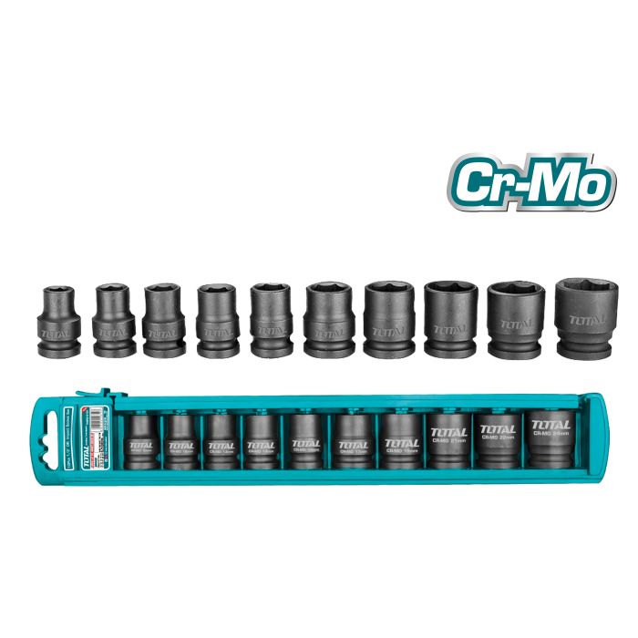 TOTAL set of 10 impact sockets 1/2