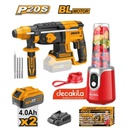 [COSLI23014] INGCO MARTEAU DE PERFORATEUR 20V + 2 BATTERIE 4 AH + DEC  
