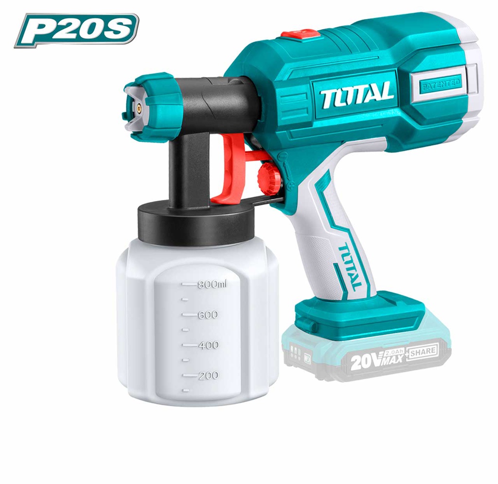 PISTOLET A PEINTURE PULVERISATEUR AU LITHIUM-ION 20V TOTAL