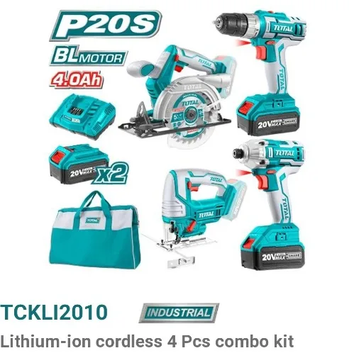 TOTAL 4-piece Li-ion cordless combo kit