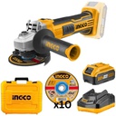 [CAGLI2011587] INGCO MALETTE MEULEUSE 115MM 20V + 1BATT 4AH + 10DISQUES [CAGLI2011587]