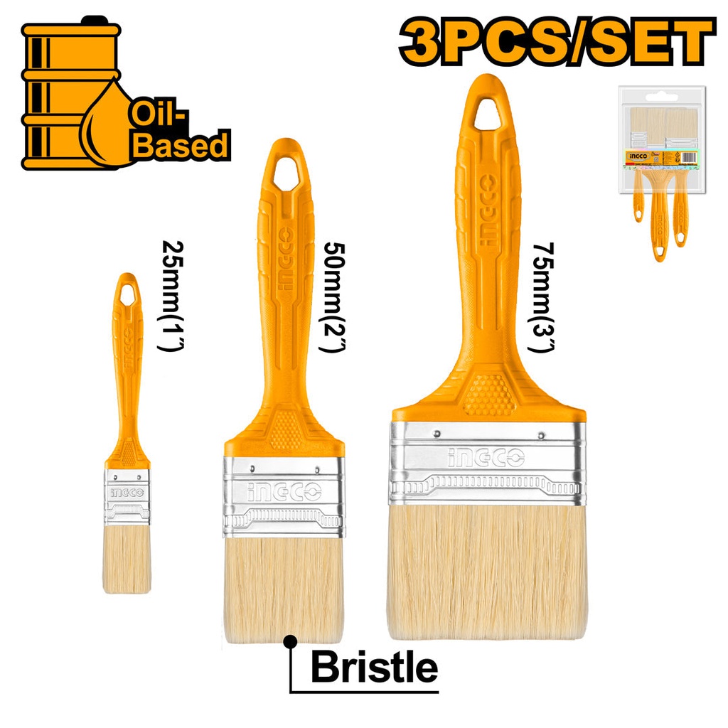 INGCO JEU DE 3 PINCEAUX EN BOIS  