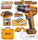 [CIDLI20602] INGCO PERCEUSE VISSEUSE 20V 60NM 2 BATT SANS CHARBONS SI [CIDLI20602]
