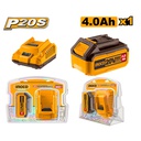 INGCO PACK 1 BATTERIE 20V 4AH + 1 CHARGEUR RAPIDE SI [FBCPK1214]