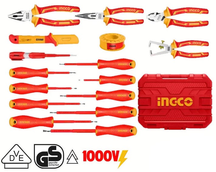 INGCO MALETTE 16PCS OUTILLAGE À MAIN ISOLÉ [HKITH1601]