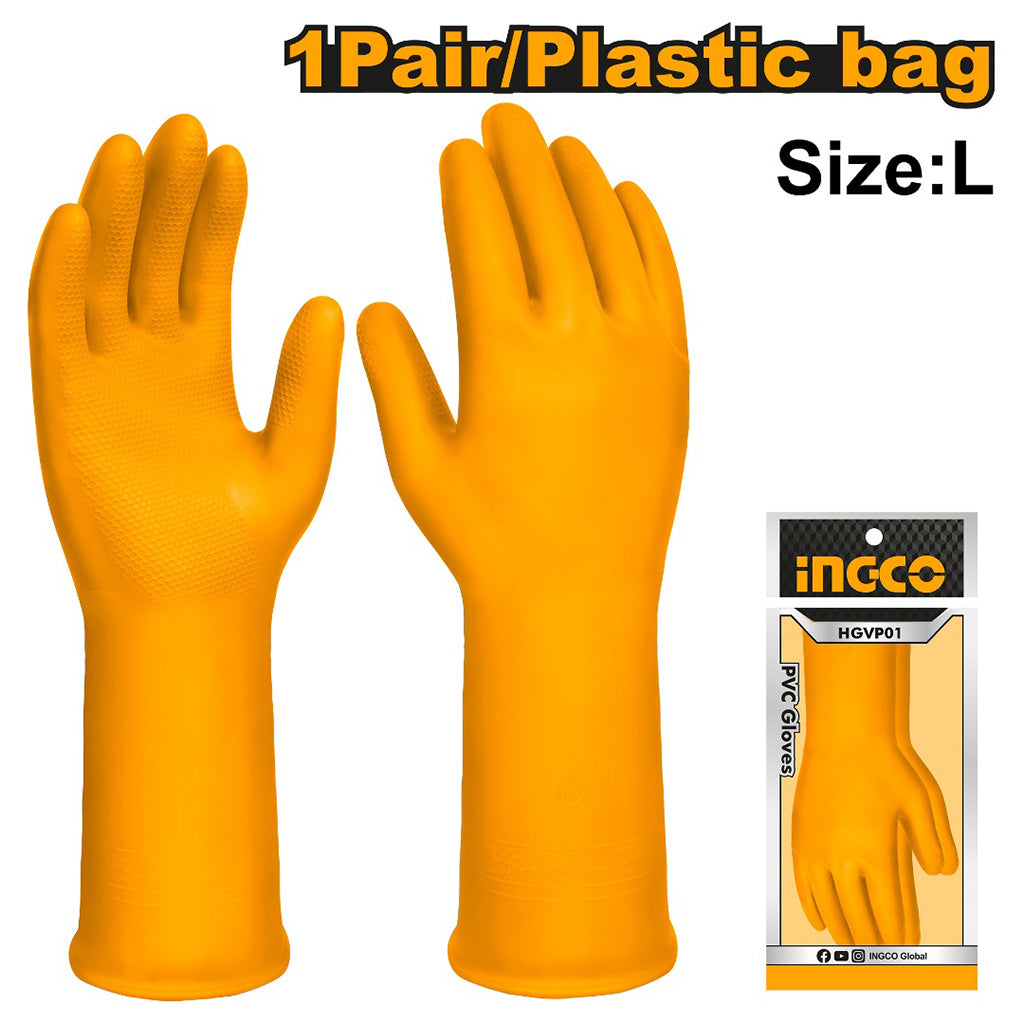 INGCO قفازات PVC صفراء