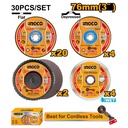 [MCD07630] INGCO JEU 30PCS DISQUES DE COUPE ET MEULAGE 76MM [MCD07630]