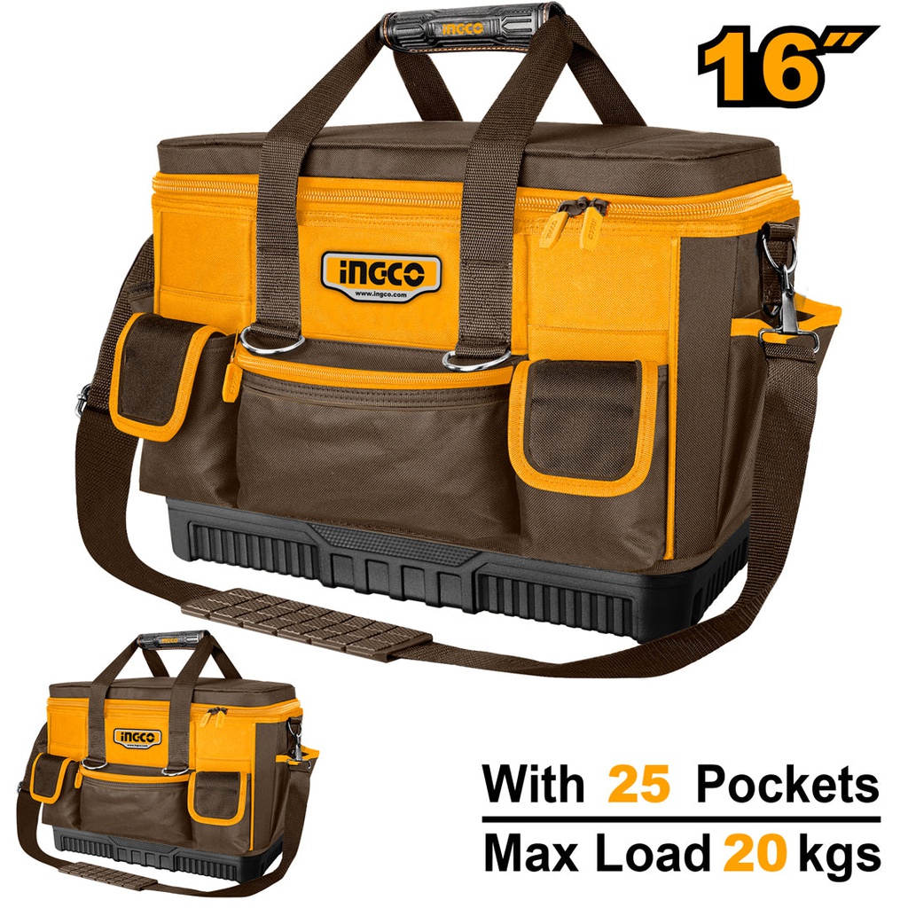 INGCO SAC À OUTILS 16" 25 POCHES BASE RENFORCÉE  [HTBG10]