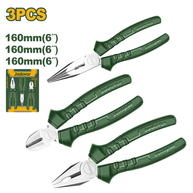 JADEVER JEU DE PINCES 3 PIÈCES-JDPS0623