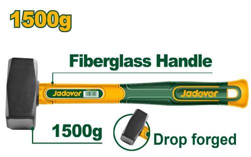 JADEVER مطرقة كتلة 1500 غ بمقبض ألياف زجاجية