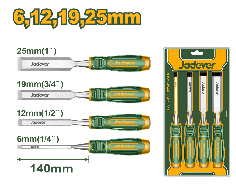 JADEVER ENSEMBLE DE 4 CISEAUX À BOIS-JDWC2204