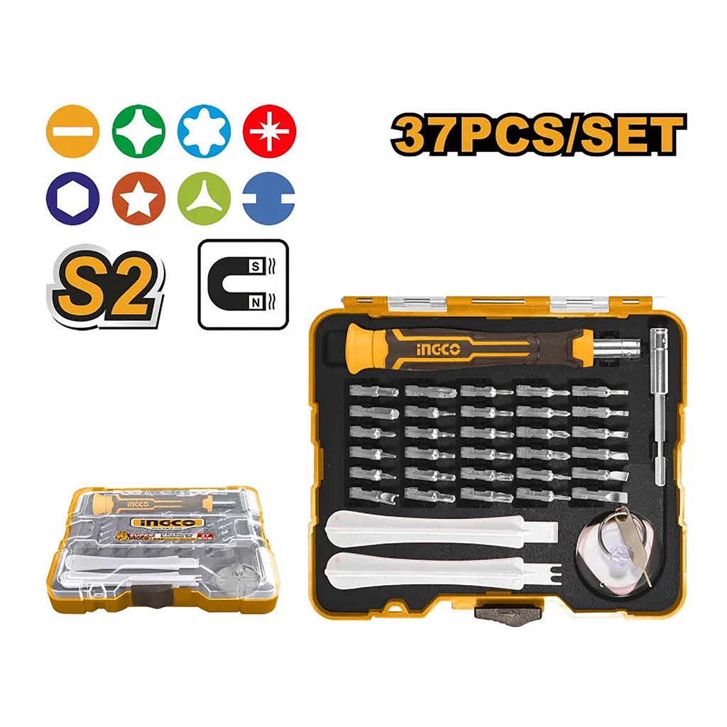 INGCO JEU DE TOURNEVIS DE PRÉCISION 37 PCS [HKSDB0378]