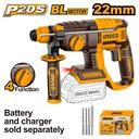 INGCO MARTEAU PERFORATEUR 22MM 20V + 1BATTERIE 4AH [CRHLI202081]