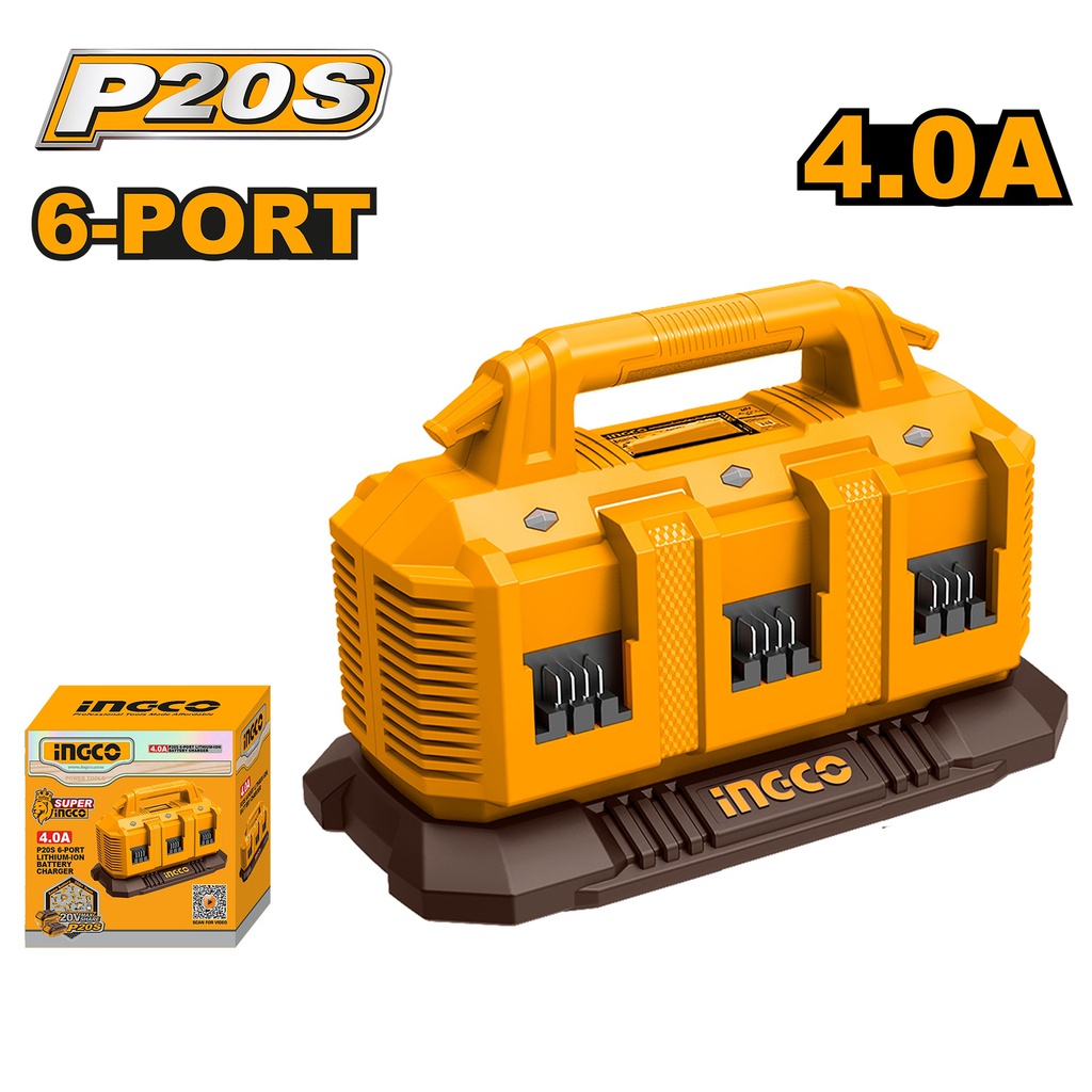INGCO CHARGEUR À BATTERIES 20V 4AH 6PORTS [FCLI2064]