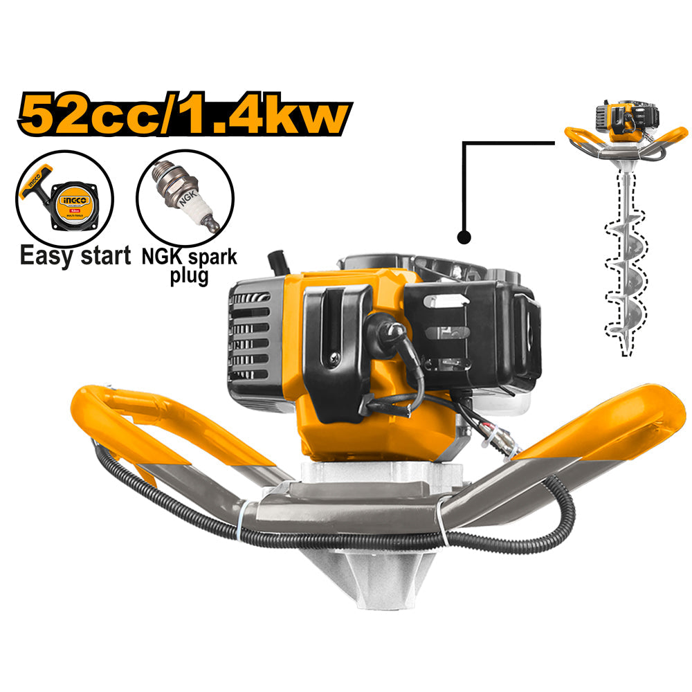 INGCO petrol earth auger 52CC/1.4KW