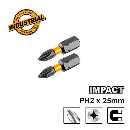 INGCO JEU DE 2 EMBOUTS S2 PH2 25MM  