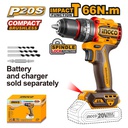 INGCO PERCEUSE VISSEUSE 20V 66NM 2 BATT BRUSHLESS [CIDLI20668]