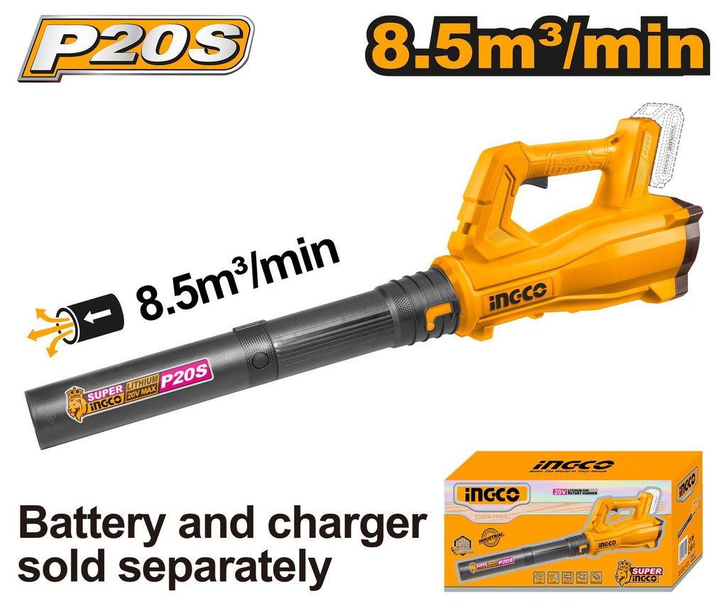 INGCO 20V garden blower 8.5M3/MIN without battery or charger