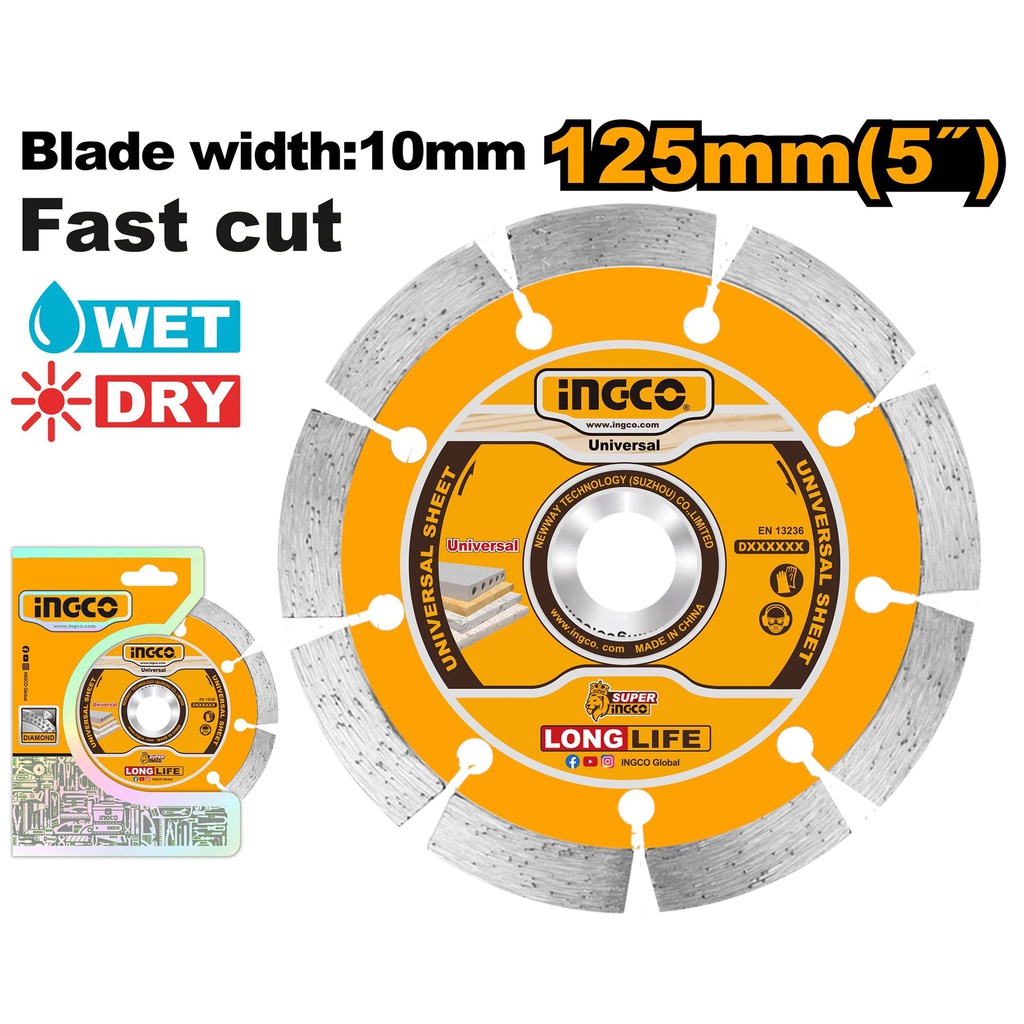 INGCO DISQUE DIAMANT 125MM  A EAU ET SEC [DMD011252]