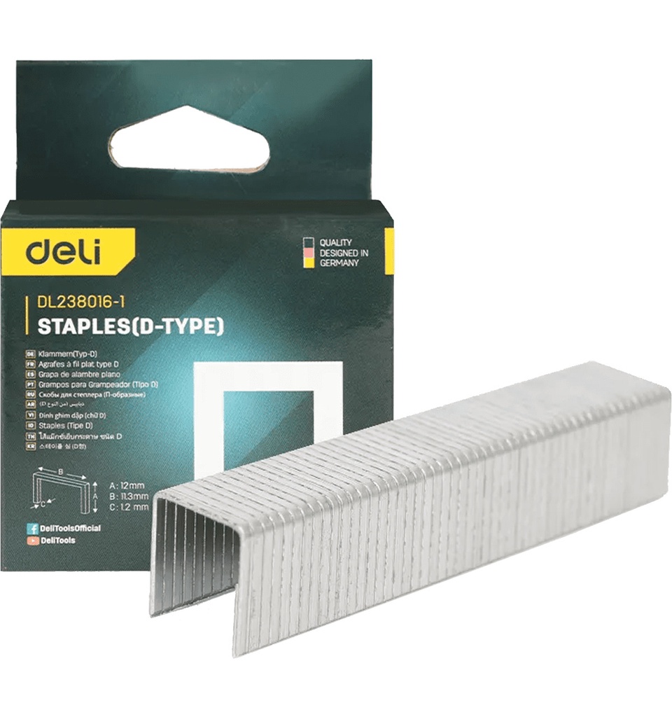 DELI Agrafe (type D) taille : 8 mm, largeur : 0,7 mm [DL238016-1]