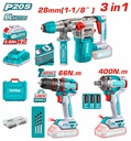 TOTAL pack rotary hammer + impact wrench + drill driver