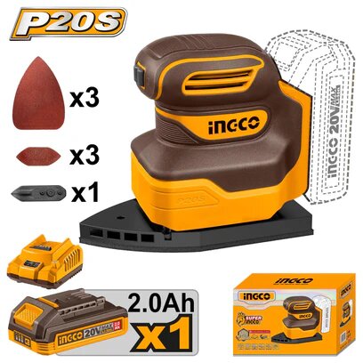 INGCO PONCEUSE VIBRANTE 20V SANS BATTERIE 110MM PLATEAU CARRÉ [CSHSLI2014] (copie)