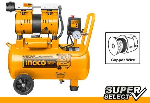 INGCO COMPRESSEUR D'AIR SILENCIEUX 24L 600W 0,8HP - [ACS175241]