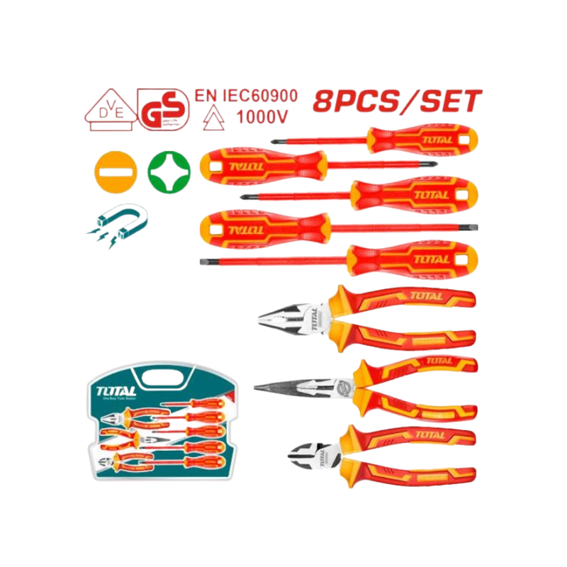 TOTAL JEU DE 8 OUTILS A MAIN ISOLES   