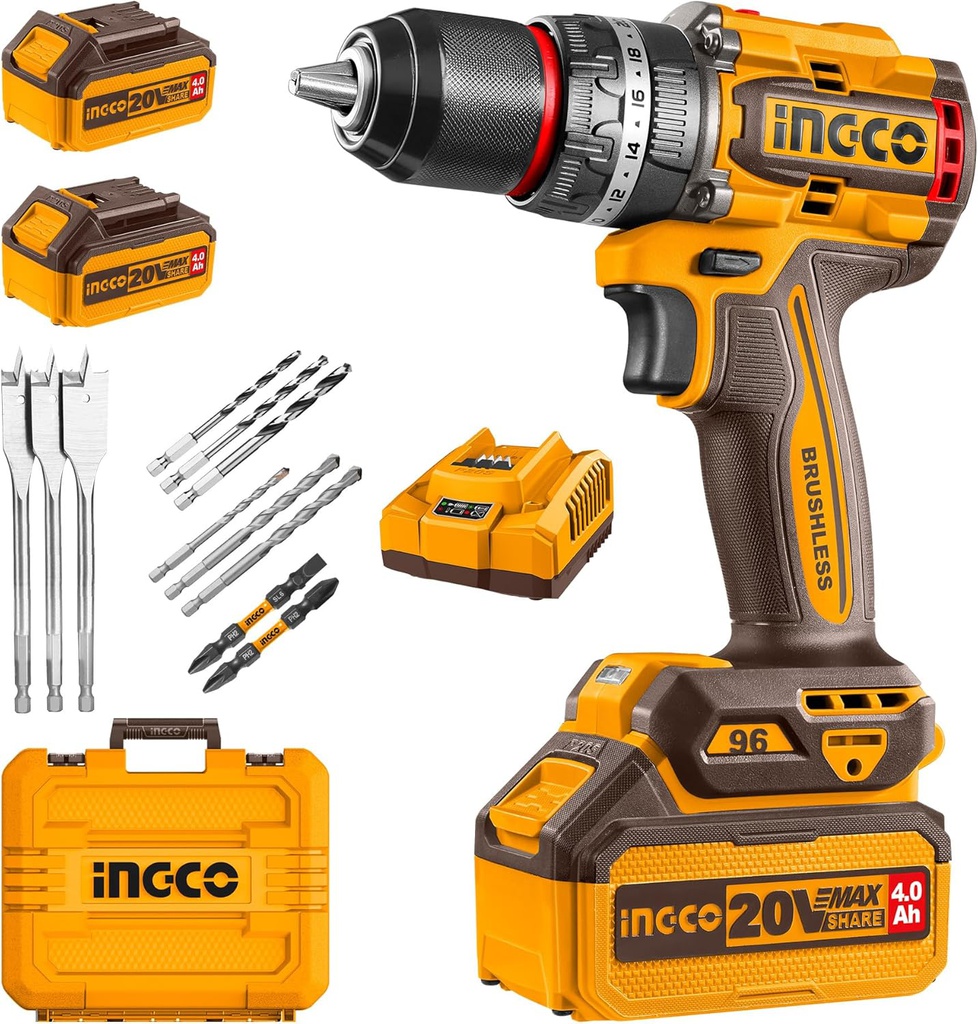 INGCO PERCEUSE-VISSEUSE BRUSHLESS 96NM BALAIS [CIDLI20968]