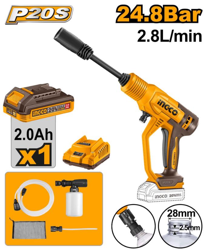 INGCO NETTOYEUR HAUTE PRESSION SANS FIL  [CPWLI20362]