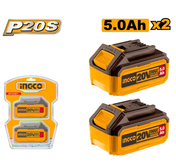 INGCO PACK 2 BATTERIE 20V 5AH  [COSLI240464]