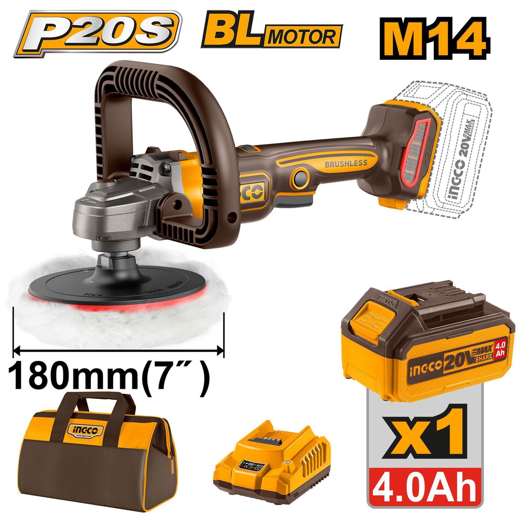 INGCO POLISHER LITHIUM-ION 20V+1BAT 4AH
