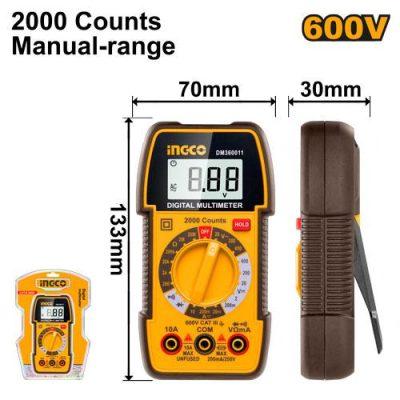INGCO MULTIMETRE DIGITAL 600V SI NR [DM360011]