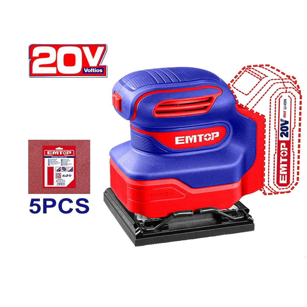 EMTOP PONCEUSE VIBRANTE SANS FIL 20V - 110X100 [ELSHS2014]