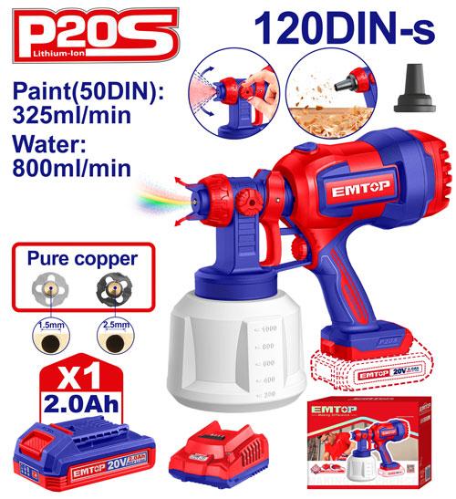 EMTOP PISTOLET DE PEINTURE SANS FIL + BATTERIE 2.0AH [ELSG20042]