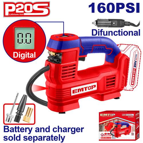 EMTOP AIR PORTABLE CORDLESS COMPRESSOR 160 PSI