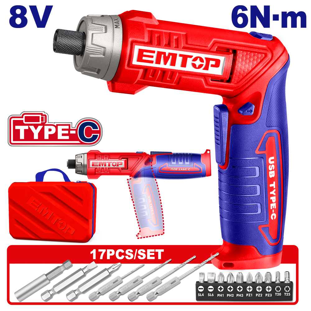 EMTOP TOURNEVIS SANS FIL 8V 6Nm - TYPE C [ECSR0803]