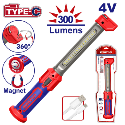 EMTOP LAMPE DE TRAVAIL SANS FIL 4V - 360LUMENS [ELFL043006]
