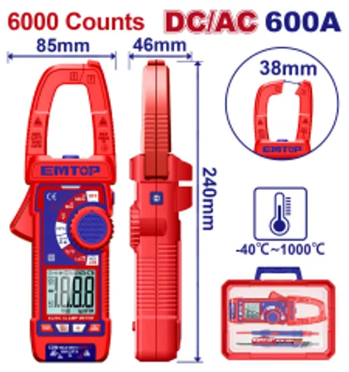 EMTOP PINCE AMPÈREMÉTRIQUE DC/AC - 600A [EDMR766002]