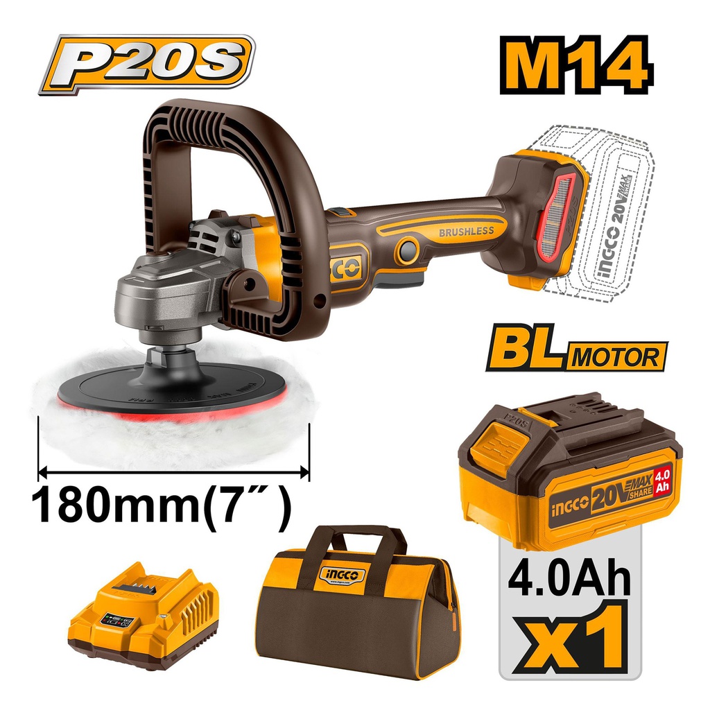 INGCO POLISSEUSE SANS FIL 180MM SANS BATTERIE 